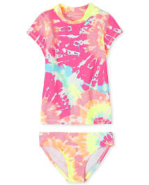 Maillot de bain Rashguard tie-dye pour fille