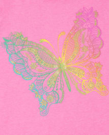 T-shirt graphique papillon arc-en-ciel pour filles
