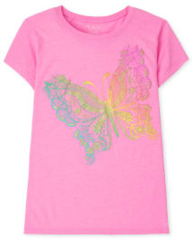 T-shirt graphique papillon arc-en-ciel pour filles