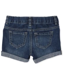 Toddler Girls Roll Cuff Denim Shortie Shorts 2-Pack