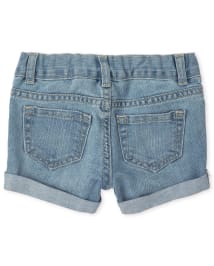 Toddler Girls Roll Cuff Denim Shortie Shorts 2-Pack