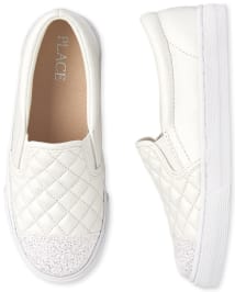 Girls Glitter Quilted Slip On Sneakers WHITE The Children s Place CA