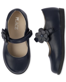 Girls navy mary janes top