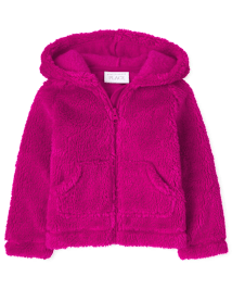 Sweat à capuche zippé en sherpa pour bébés et petites filles