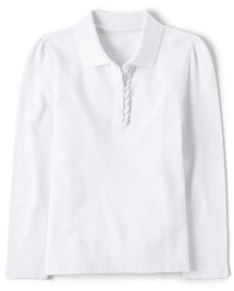 Girls Uniform Ruffle Pique Polo - Plus