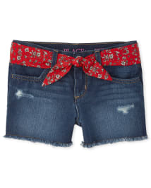 Short en jean avec ceinture pour fille