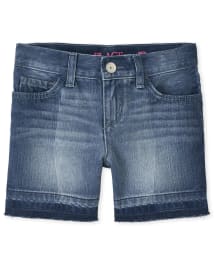 Short midi en denim bicolore pour fille