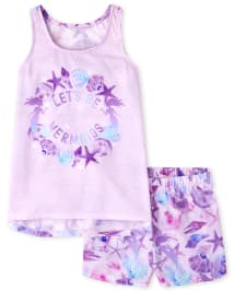 Girls Sleeveless Let s Be Mermaids Pajamas PINK The Children s Place CA