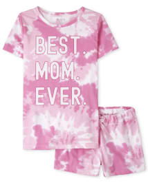 Womens Matching Family Short Sleeve Best Mom Ever Tie Dye Cotton Pajamas PINK The Children s Place CA