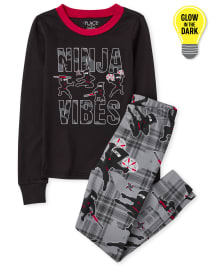 Boys Glow Ninja Snug Fit Cotton Pajamas