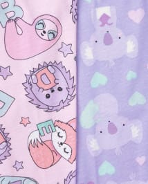 Baby And Toddler Girls Animals Snug Fit Cotton 6-Piece Pajamas