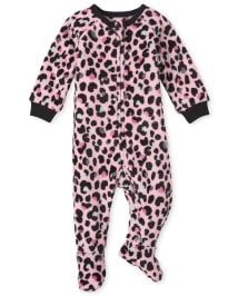 Baby And Toddler Girls Mommy And Me Long Sleeve Leopard Print Fleece Footed One Piece Pajamas PINK The Children s Place CA