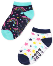 Toddler Girls Rainbow Ankle Socks 10-Pack