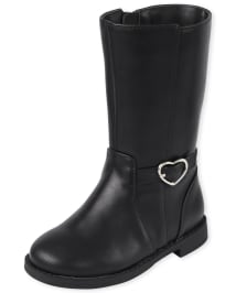Toddler Girls Heart Buckle Tall Boots BLACK The Children s Place CA
