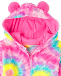 Girls Tie Dye Fleece One Piece Pajamas