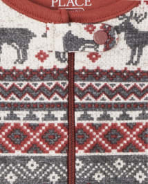 Unisex Baby And Toddler Matching Family Thermal Reindeer Fairisle Snug Fit Cotton One Piece Pajamas