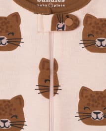 Baby And Toddler Girls Leopard Snug Fit Cotton One Piece Pajamas 2-Pack