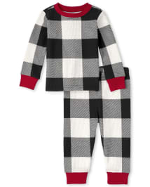 Unisex Baby And Toddler Matching Family Christmas Long Sleeve Thermal Buffalo Plaid Snug Fit Cotton Pajamas BLACK The Children s Place CA