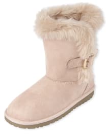 Girls Buckle Faux Suede Boots PINK The Children s Place CA