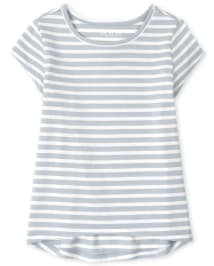 Girls Short Sleeve Striped Basic Layering Tee SMOKY BLUE The Children s Place CA