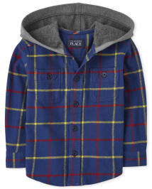 Baby And Toddler Boys Long Sleeve Plaid Flannel Hooded Button Up Shirt BLUE The Children s Place CA