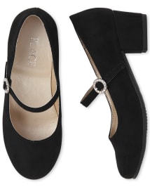 Girls black heeled shoes outlet