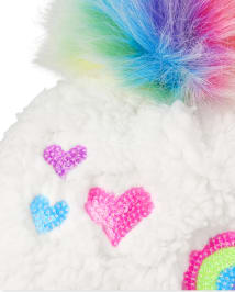 Toddler Girls Sequin Pom Pom Hat And Mittens Set