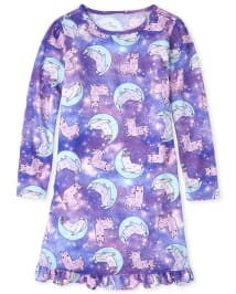 Girls Long Sleeve Llama And Moon Print Nightgown PURPLE The Children s Place CA