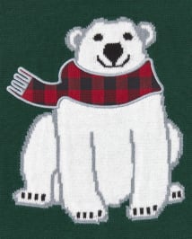Pull ours polaire à manches longues en intarsia pour bébés et tout-petits  garçons