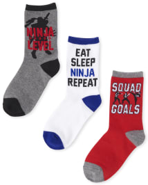 Boys Ninja Crew Socks 6-Pack