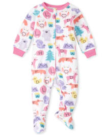 Baby And Toddler Girls Animal Fleece One Piece Pajamas