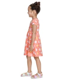 Baby And Toddler Girls Short Sleeve Daisy Print Knit Babydoll Dress ...