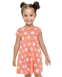 Baby And Toddler Girls Short Sleeve Daisy Print Knit Babydoll Dress ...