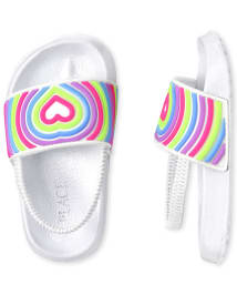 Claquettes cœur arc-en-ciel pour petites filles