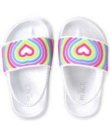 Claquettes cœur arc-en-ciel pour petites filles