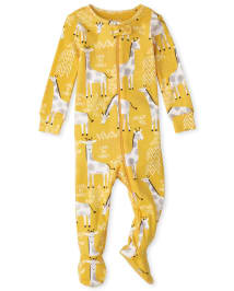 Pijama unisex de una pieza de algodón con ajuste ceñido de jirafa "Love My Family" de manga para bebés y niños pequeños | The Children's Place NORTH STAR