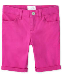 Girls Roll Cuff Twill Skimmer Shorts