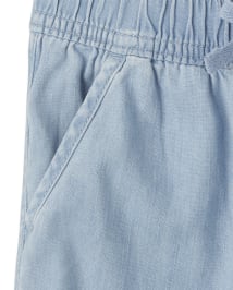 Girls Chambray Pull On Jogger Pants