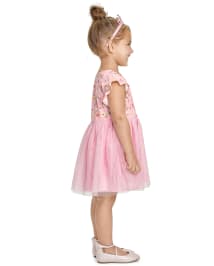 Baby And Toddler Girls Floral Knit To Woven Dress