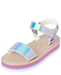 Girls Holographic Platform Sandals The Children s Place CA SILVER