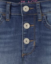 Shorts midi de mezclilla con botones en la parte delantera para niñas