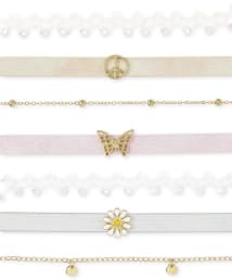 Girls Daisy Velvet Choker Necklace 7-Pack