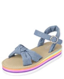 Girls Denim Bow Platform Sandals The Children s Place CA DENIM