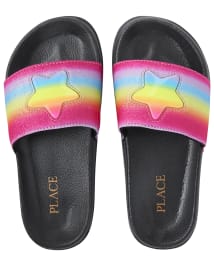 Girls Glitter Rainbow Star Slides BLACK The Children s Place CA