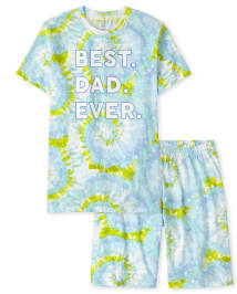 Mens Matching Family Short Sleeve Best Dad Ever Tie Dye Snug Fit Cotton Pajamas GULF BLUE The Children s Place CA
