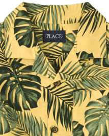 Chemise boutonnée en popeline à feuilles tropicales papa et moi pour garçon