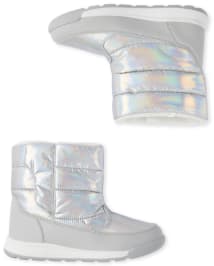 Girls Metallic All Weather Boots The Children s Place CA SILVER
