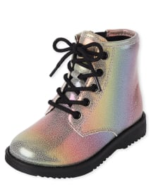 Toddler Girls Rainbow Lace Up Booties