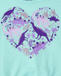Paquete de 2 tops anudados al frente con corazones de dinosaurio para niñas pequeñas