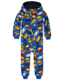 Boys Long Sleeve Food Gamer Fleece Hooded One Piece Pajamas BLUE The Children s Place CA